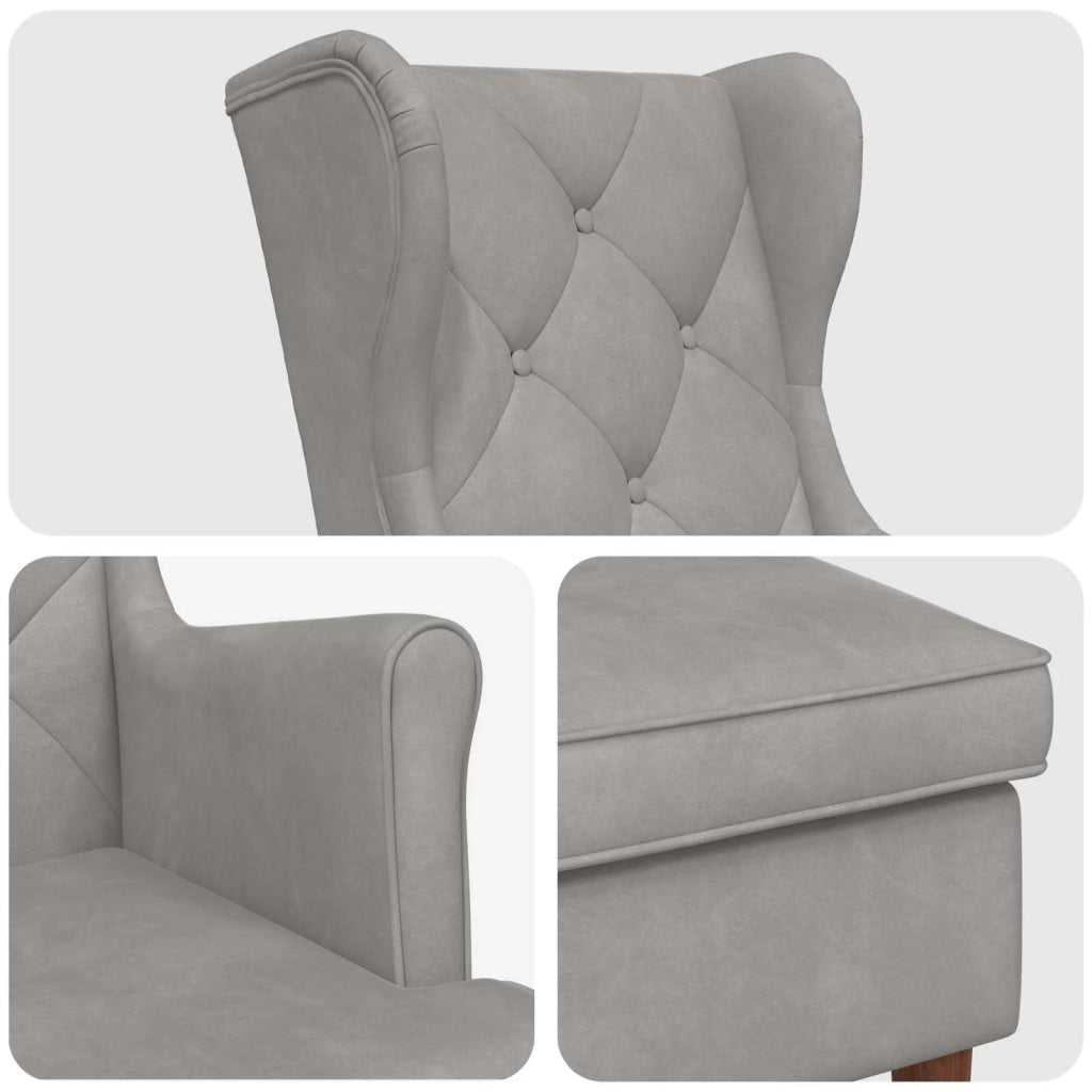 Poltrona con Ottomano 2 pz Grigio Chiaro Velluto 3418847