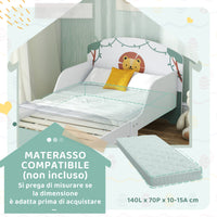 Letto Basso per Bambini 3-8 Anni 150x77x60 cm con Spazio Contenitore e Sponde Laterali in MDF Verde