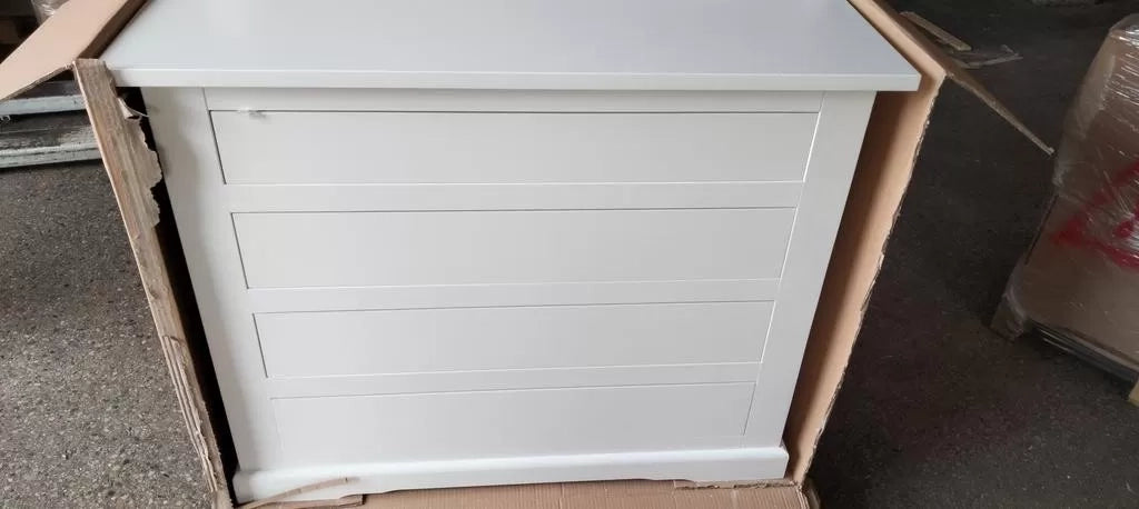 Cassettiera classica 4 cassetti legno bianco shabby 115x50x90 (1176) - Mobili 2G