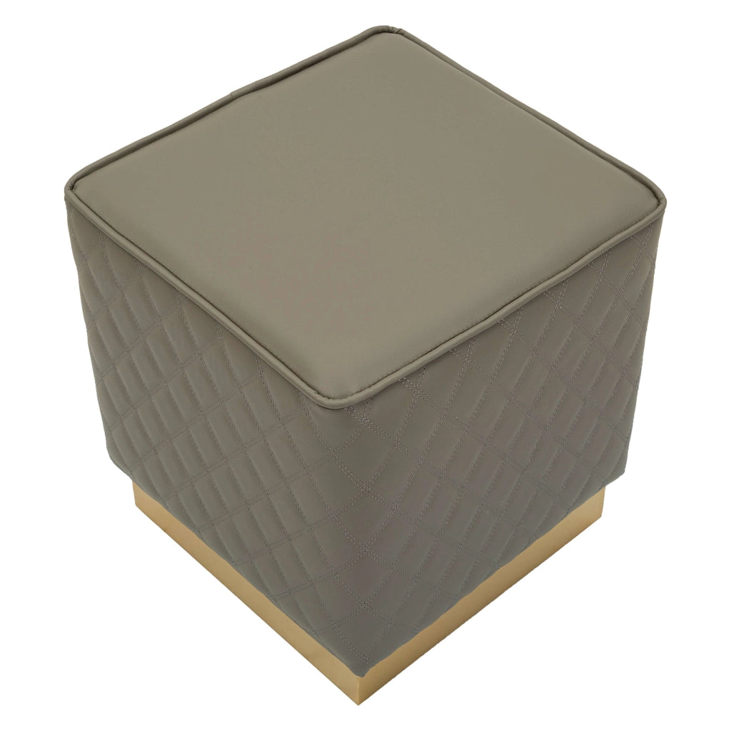 Daseloba, Pouf Rivestimento Trapuntato in Ecopelle, 38x38x38h cm Grigio Tortora