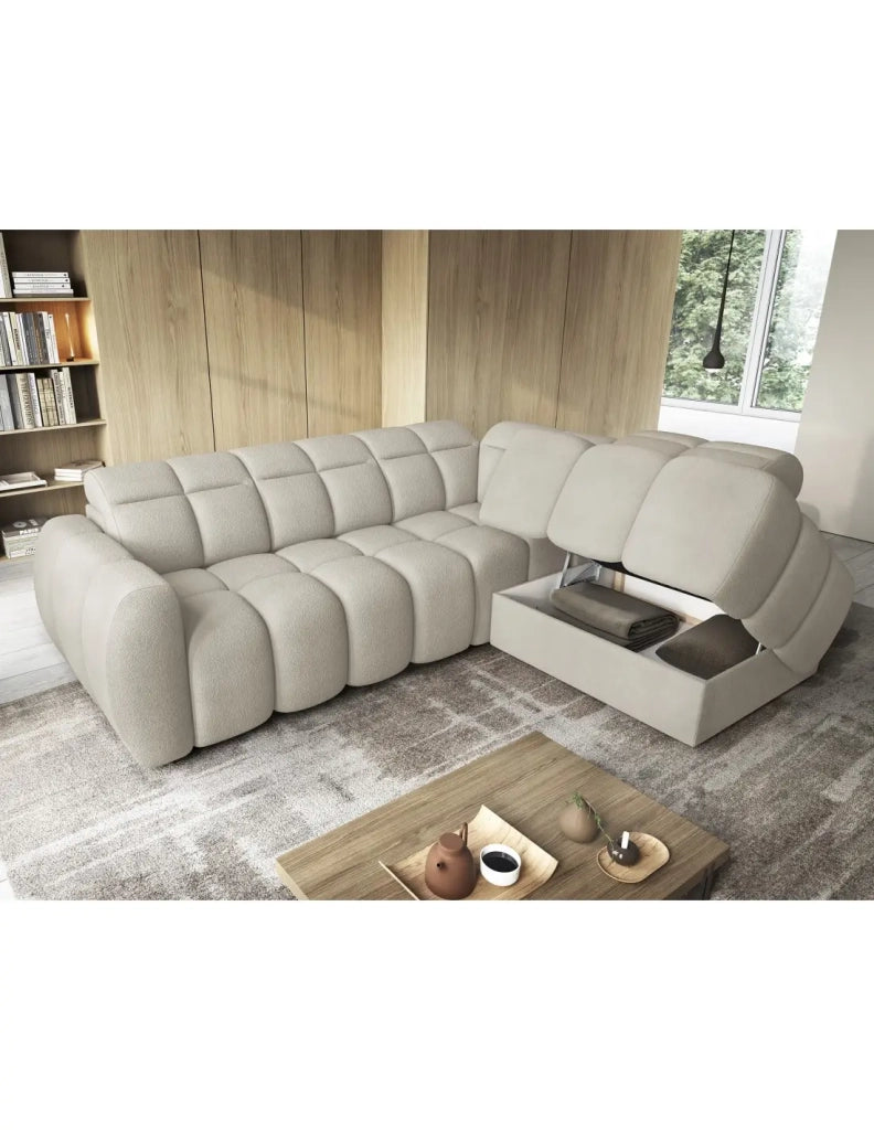 Divano ad angolo elettrico RONDA 4 posti beige – angolo destro
