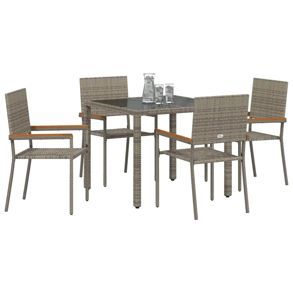 Set da Pranzo per Giardino 5 pcs Grigio polyrattan 3365388