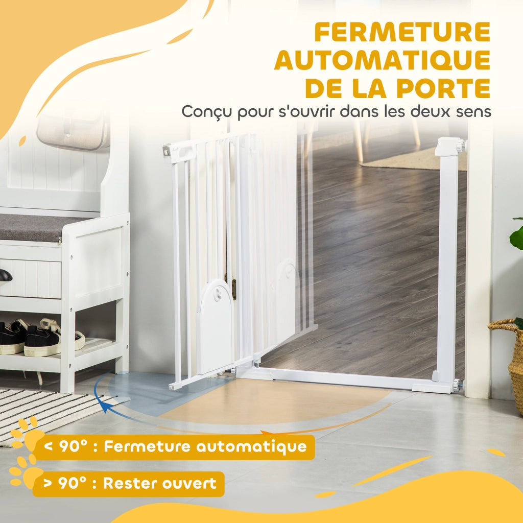 Barriera di Sicurezza per Animali con Porta e Chiusura Automatica ¨C Zephmum ¨C Bianco Acciaio