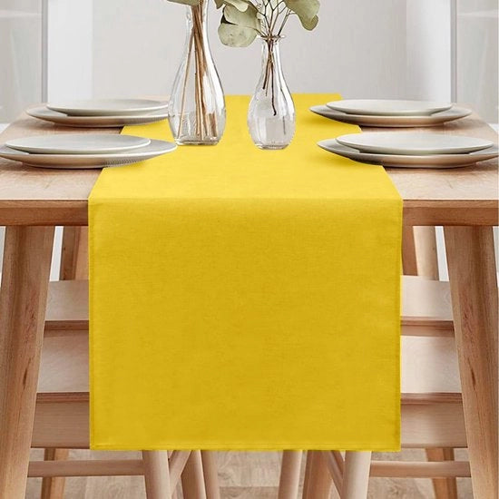 Tavolo da pranzo moderno con motivi di farfalla, tavolo da pranzo lavabile, tavolo da pranzo con aspetto di lino, tavolo da pranzo impermeabile all'acqua, tavolo da pranzo per sala da pranzo, festa, decorazione per vacanze (giallo, 40 x 180 cm)
