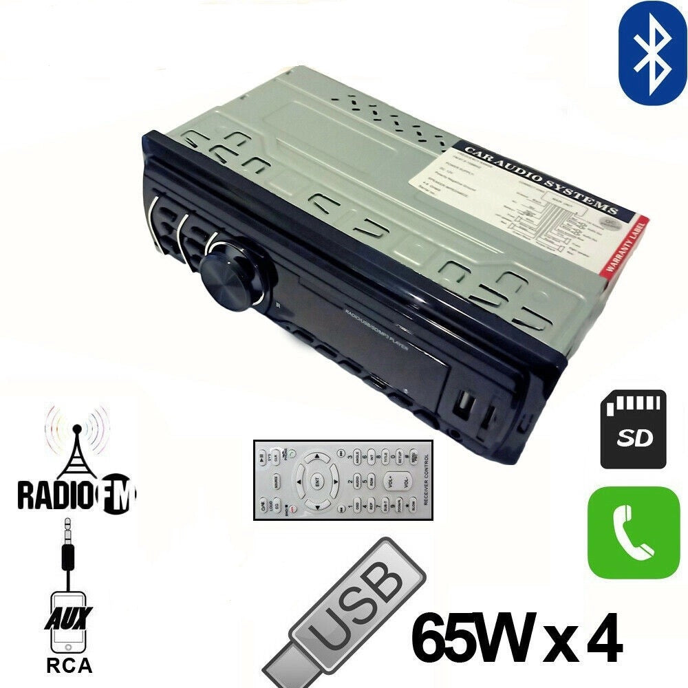 Trade Shop - Autoradio Stereo Auto Vivavoce Bluetooth Aux Mp3 Sd Usb 65wx4 Le-502 Luci Colori -