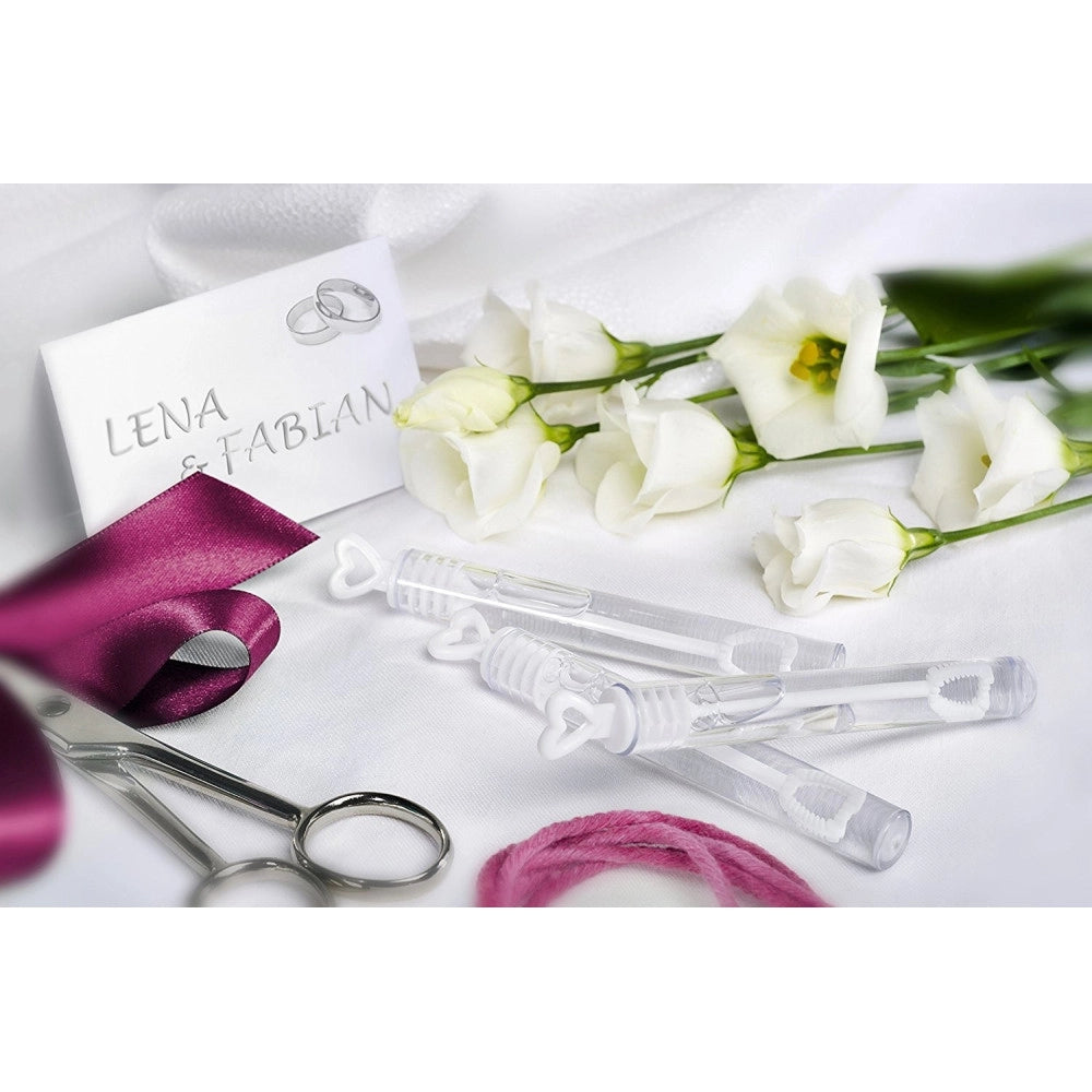 Trade Shop - 48 Bottiglie Bolle Di Sapone Wedding Matrimonio Sposi Con Manico A Cuore -