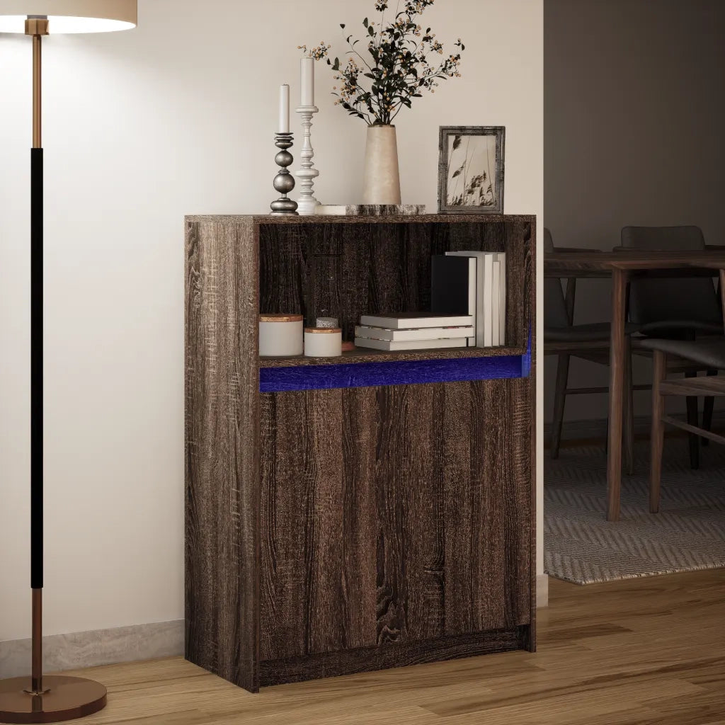 Credenza con LED Rovere Marrone 72x34x100 cm Legno Multistrato