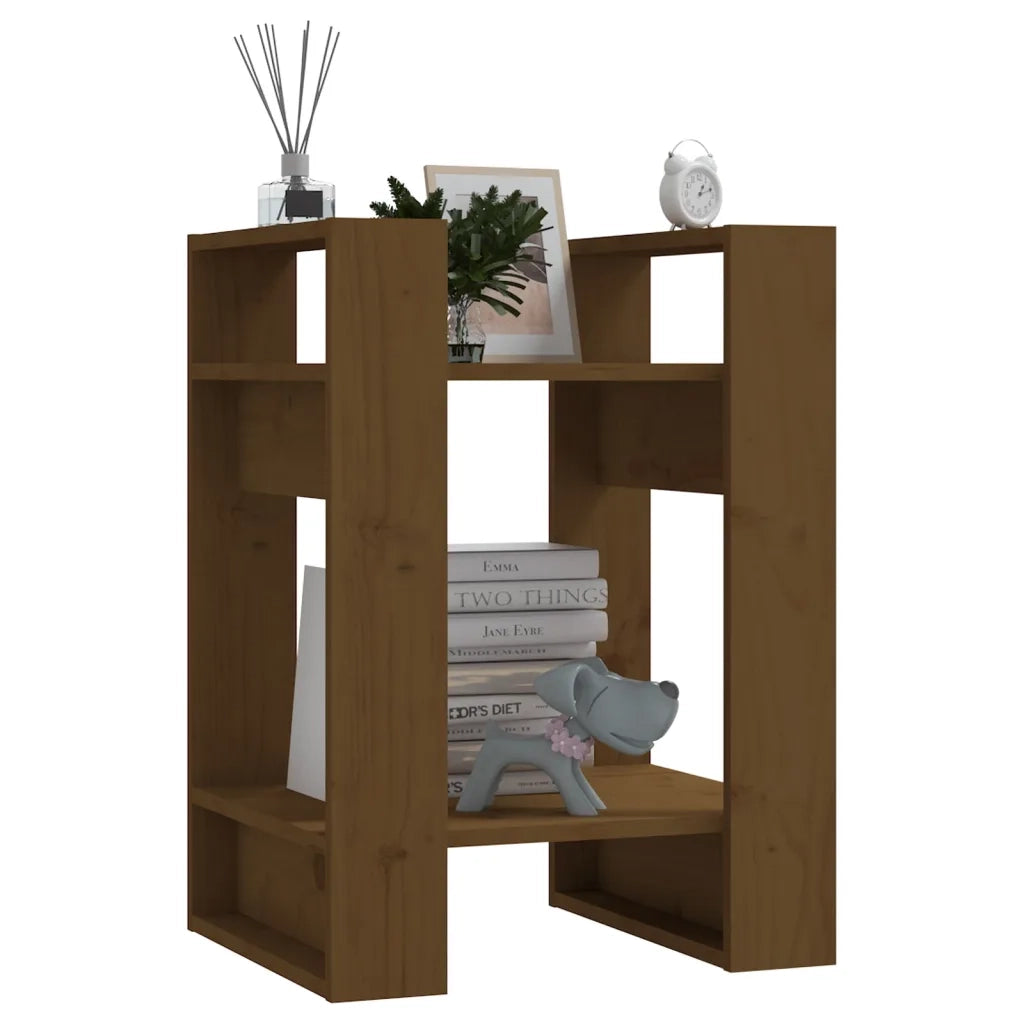 Libreria Divisorio-Scaffale per Libri-Mobile di Stoccaggio Ambrato 41x35x57 cm in Massello di Pino