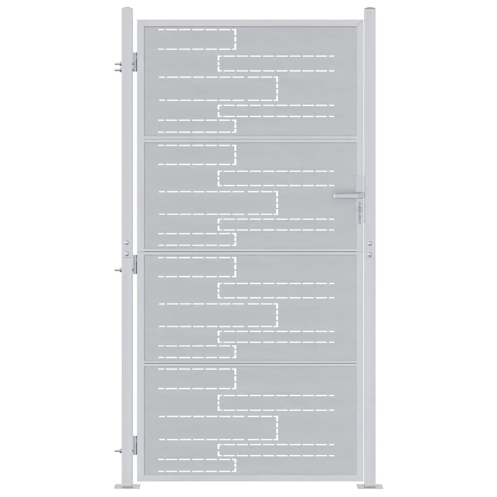 Cancello da giardino Argento 85 x 174 cm Acciaio inossidabile 3402584