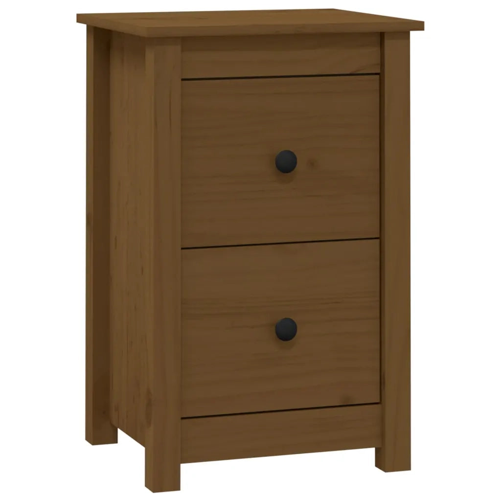 Comodino | Armadio da Notte | Mobiletto da notte ambra 40x35x61,5 cm in Legno Massello di Pino