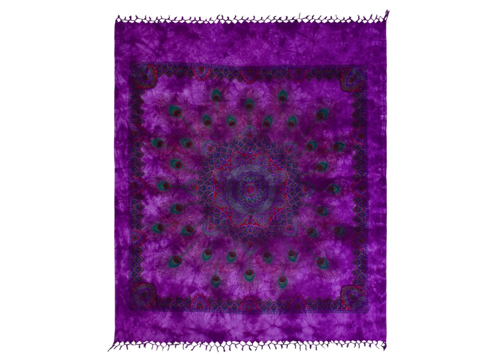 Telo Mare Spiaggia Grande Antisabbia Parasole Modello Batik Piuma - Piuma - Viola