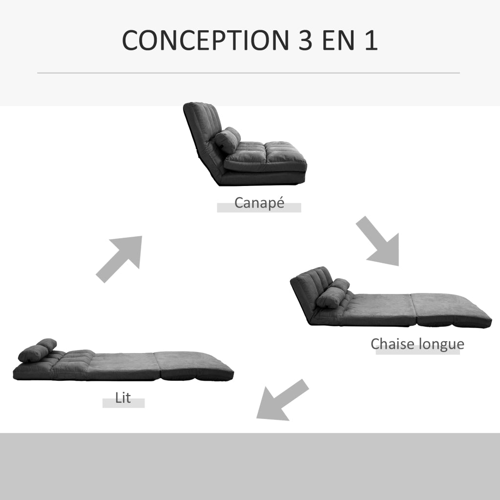 Divano letto reclinabile ¨C zephmum ¨C grigio, con materasso