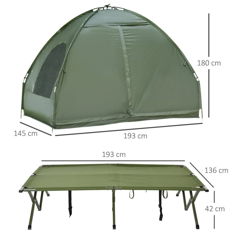 Set da campeggio rialzato 2 posti con tenda e materasso