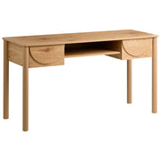 Scrivania per ufficio domestico in stile scandinavo con cassetti e ripiani aperti in MDF, 140 x 50 cm, colore marrone chiaro