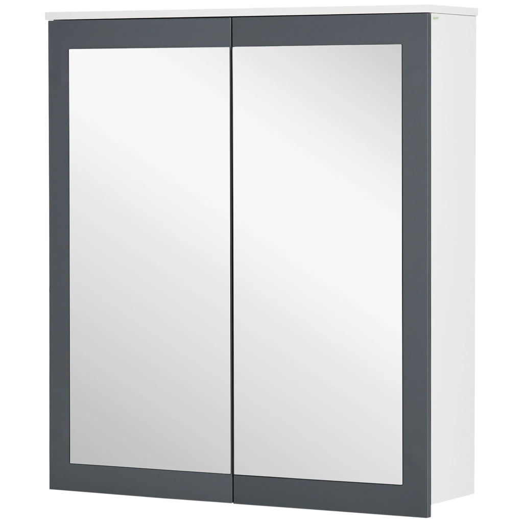 Armadietto Bagno con Specchio e Ripiani Regolabili ¨C zephmum ¨C 69x17x75,5cm Bianco