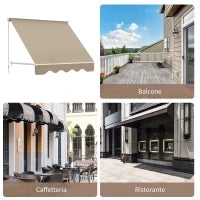 Tenda da Sole a Caduta con Rullo Avvolgibile e Angolazione Regolabile 0-120°, 180×70cm, Beige