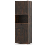 Toeletta mobiletto bagno alto legno 4 ante 1 cassetto vano aperto, Toeletta ripiani regolabili organizer moderno 171,5cm Marrone rustico