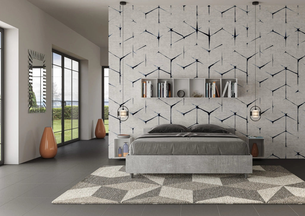 Letto Matrimoniale 160x190 cm con Rete e Contenitore Alzata Comoda Testata Bassa Nuamo Cemento
