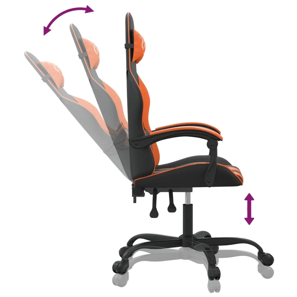 Sedia da Gaming Nero e Arancione in Similpelle 3143896