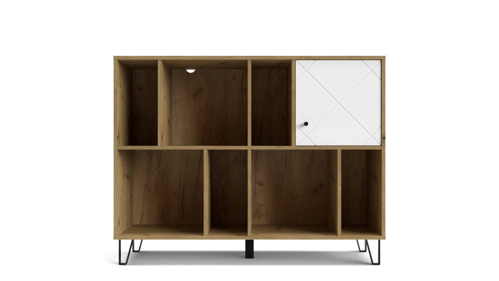 Mobile libreria 1 sportello soggiorno Bollo B09 cm 123,4x40x95h bianco rovere