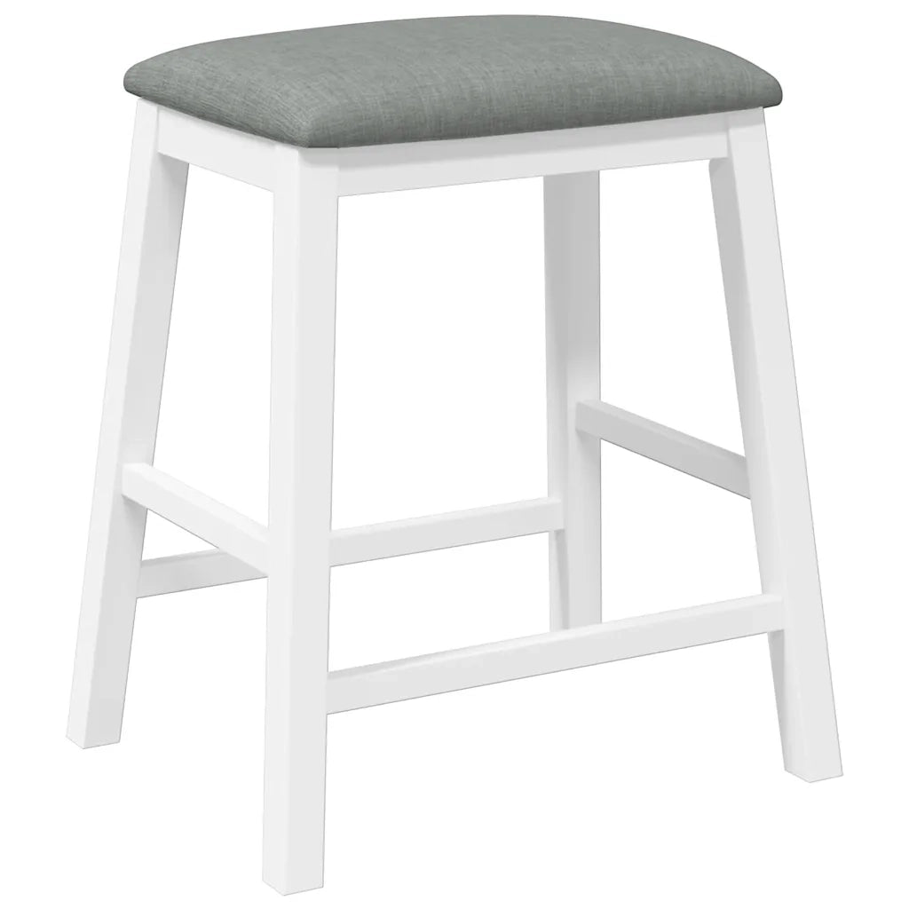 Sedie da Bar con Cuscini 2 pz Bianco Legno Massello di Hevea 4102580