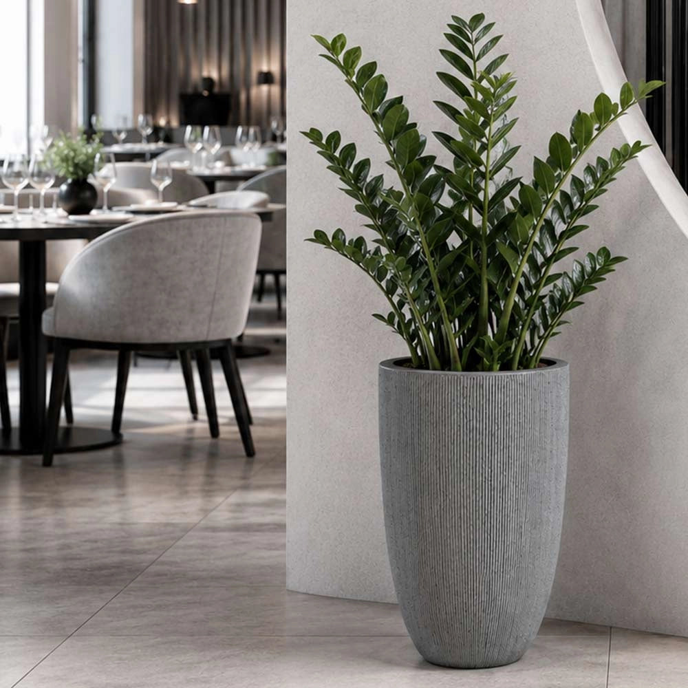 Vaso in plastica HDPE poliresina alta densità per piante Conico Grigio h 48,5