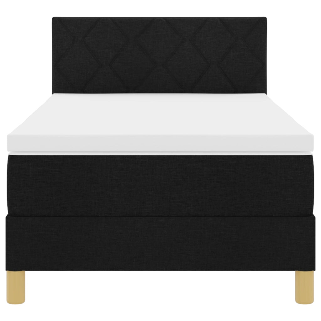 Letto con Rete e Materasso Nero 90x190 cm Tessuto