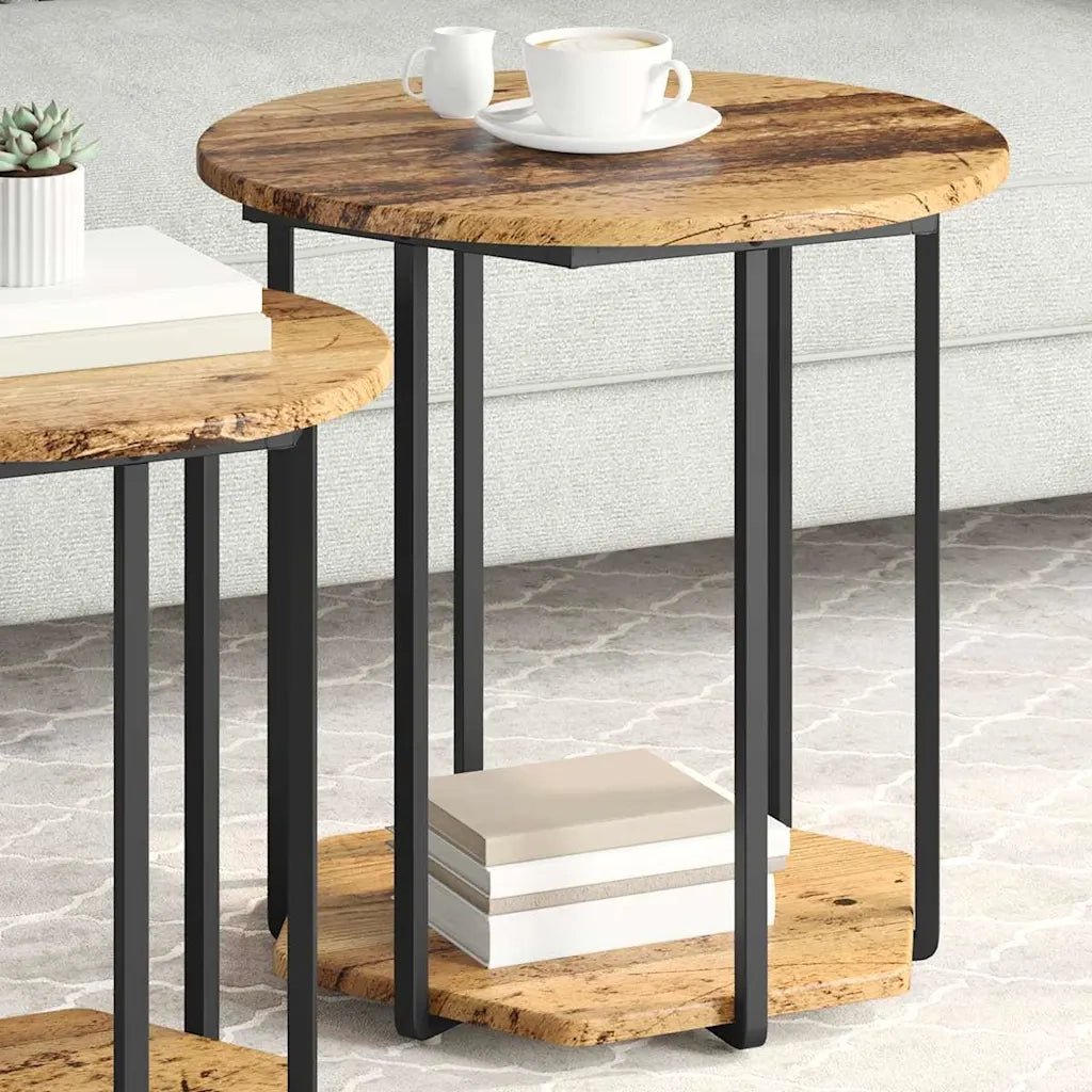 Set tavolini con lo scaffale 2 pz | Tavolo laterale Marrone
