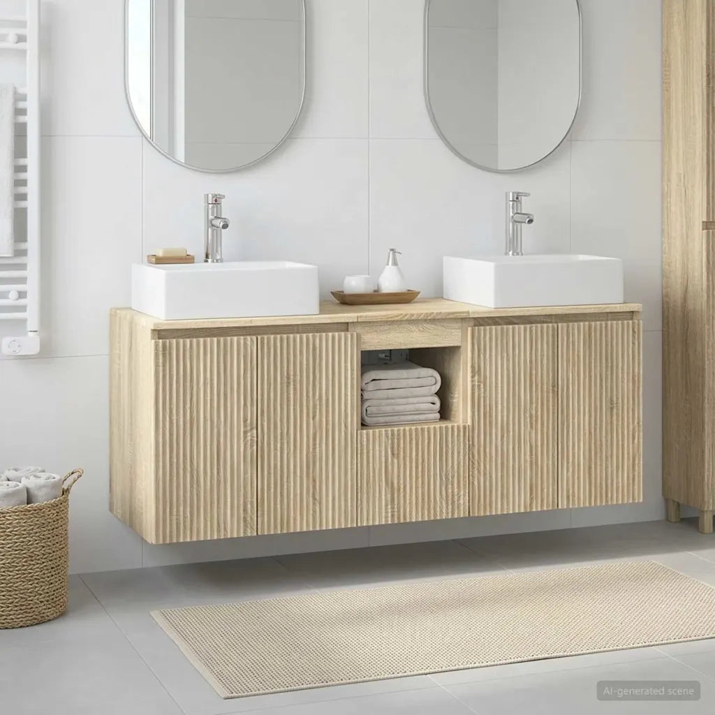 Set di Armadi da Bagno 3 pz Rovere Sonoma 49,5 x 41 x 62,5 cm 3405649
