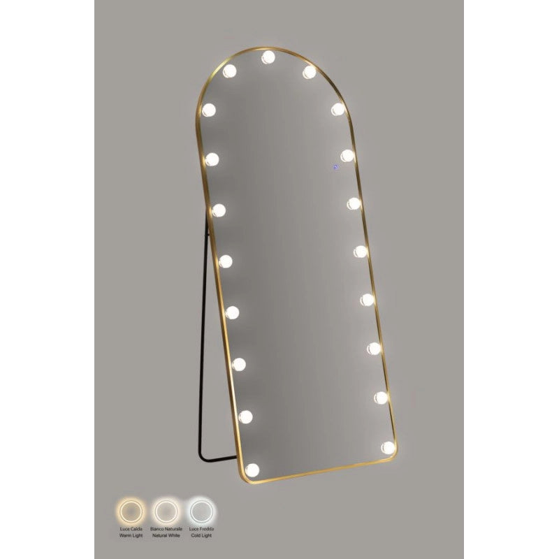 Specchio Da Terra Led Hollywood Arco cm 70x6-45x170 (luce Con 3 Temperature Di Colore)
