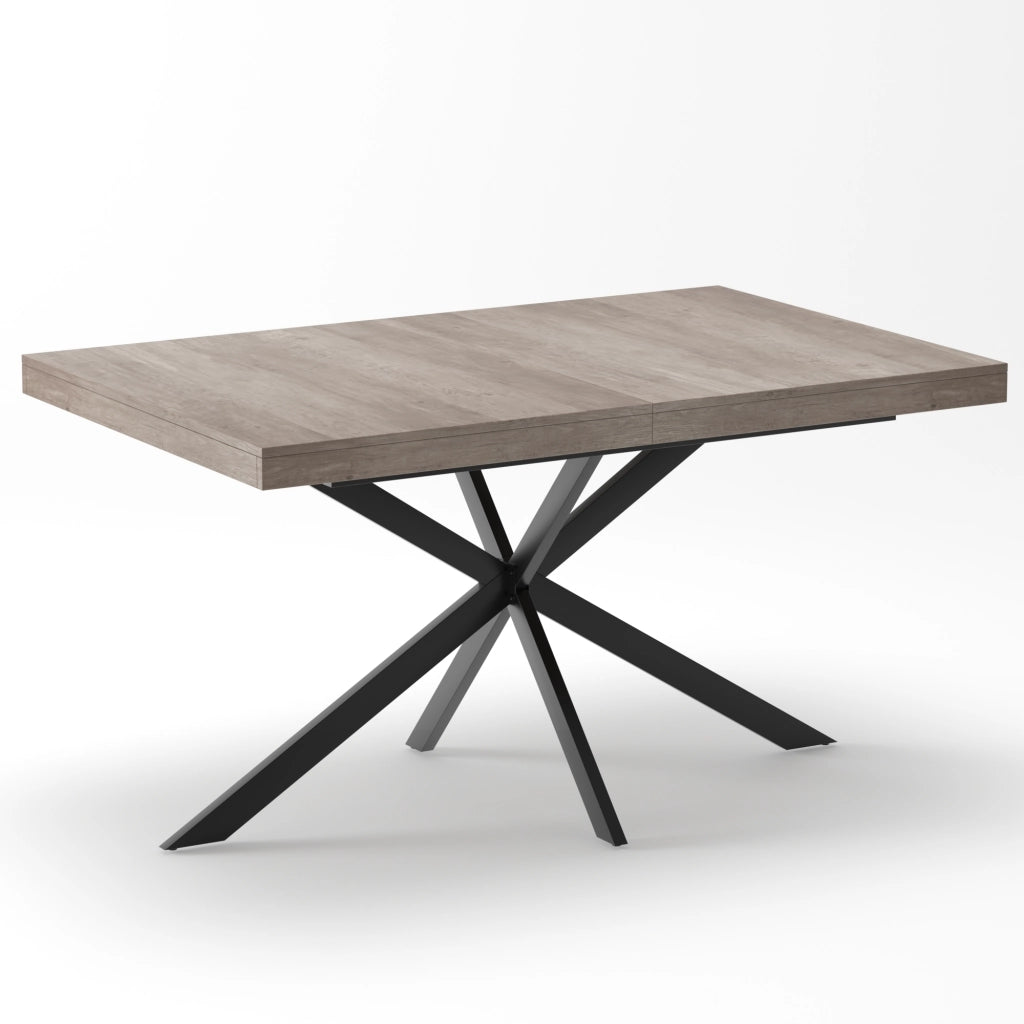 Tavolo da pranzo - retrò estraibile - 140-180 cm - vano nascosto - grigio - per 4-6 persone