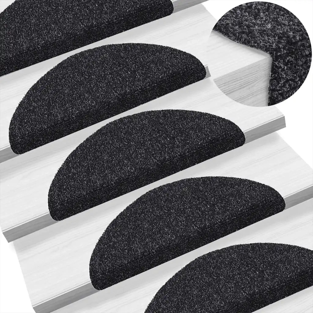 Tappetini per scale autoadesivi 5 pz | Gradini per Scale 56x17x3 cm neri semicircolari