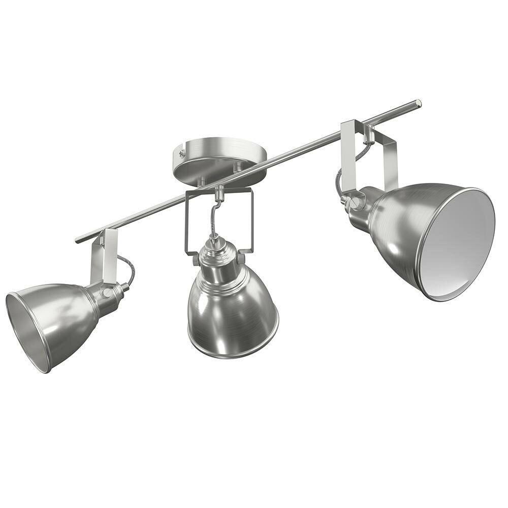 Lampadario Lampada 3 Luci Faretti Direzionabili Metallo Design Moderno E14 Silve