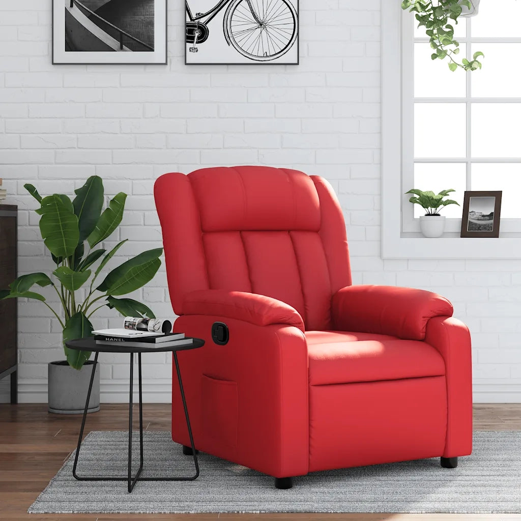 Poltrona Reclinabile Rossa in Similpelle 373565