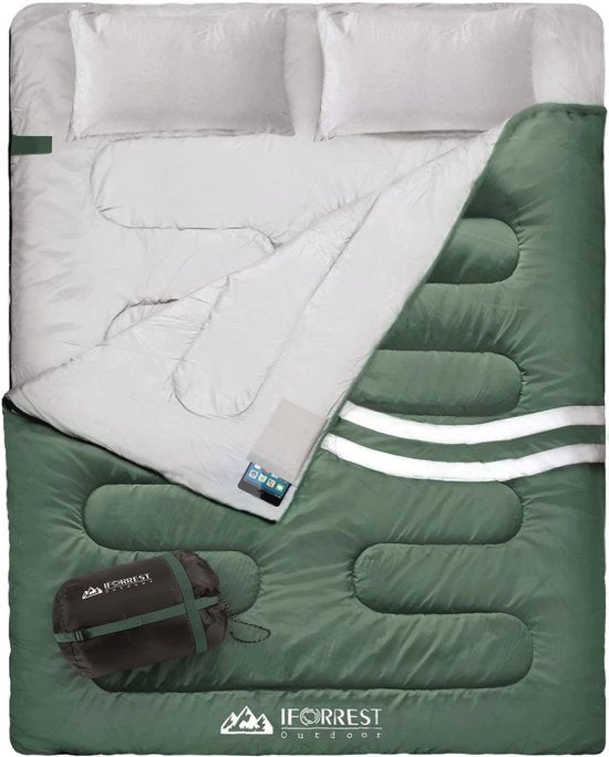 Sacco da letto per due adulti - 2 posti letto per il clima freddo - grande e caldo - dimensioni Queen XL
