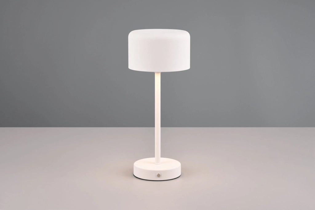 JEFF LAMPADA DA APPOGGIO RICARICABILE METALLO BIANCO ACCENSIONE TOUCH H. 30CM LED 1,5W 120lm, 3000K DIMMERABILE