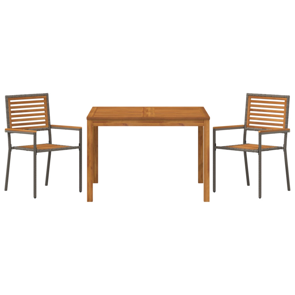 Set da pranzo da giardino 3 Pezzi  Rattan Poly Grigio Acacia