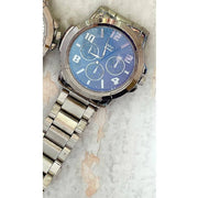 Trade Shop - Orologio Polso Zcc Uomo Analogico Cronografo Calendario Acciaio Silver Fondo Blu -