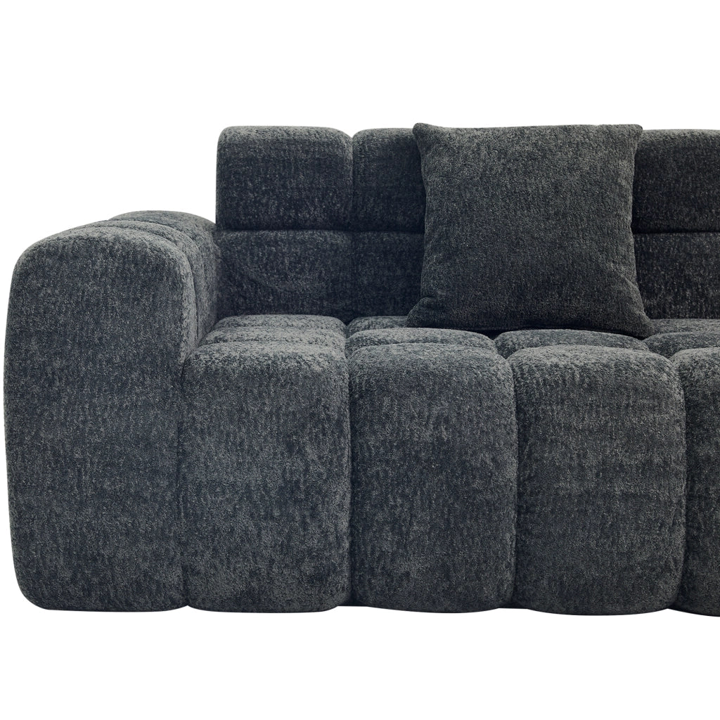 Divano angolare convertibile a L; stile moderno; nero e grigio