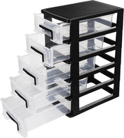 Scatola di carico in plastica nera con 5 carichi - Organizzatore per trucco e cosmetici - Decorazione da tavolo per la cabina doccia.