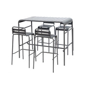 Set tavolo alto da giardino in acciaio con 4 sgabelli, 120cm,