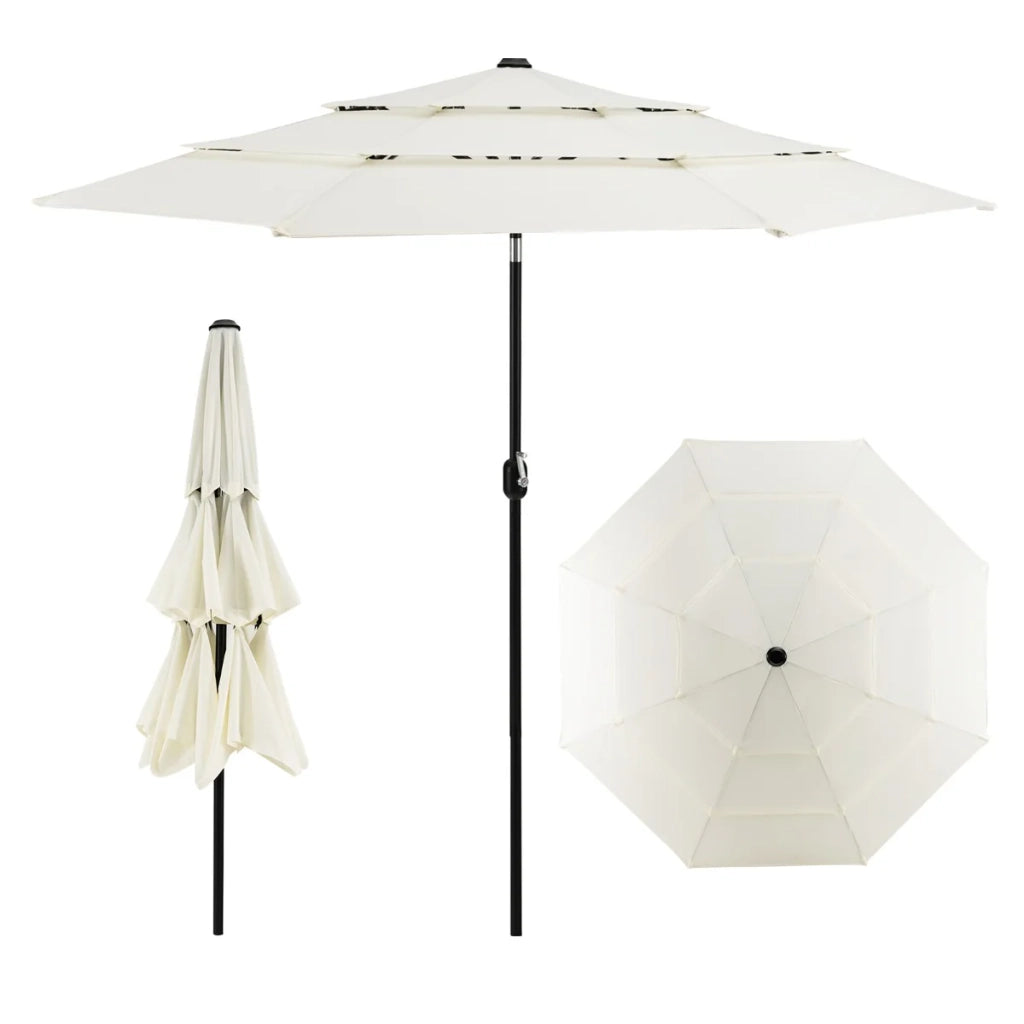 Ombrellone da terrazza 306 x 306 x 252 cm protezione solare inclinabile atmosfera accogliente poliestere beige 20_0020160