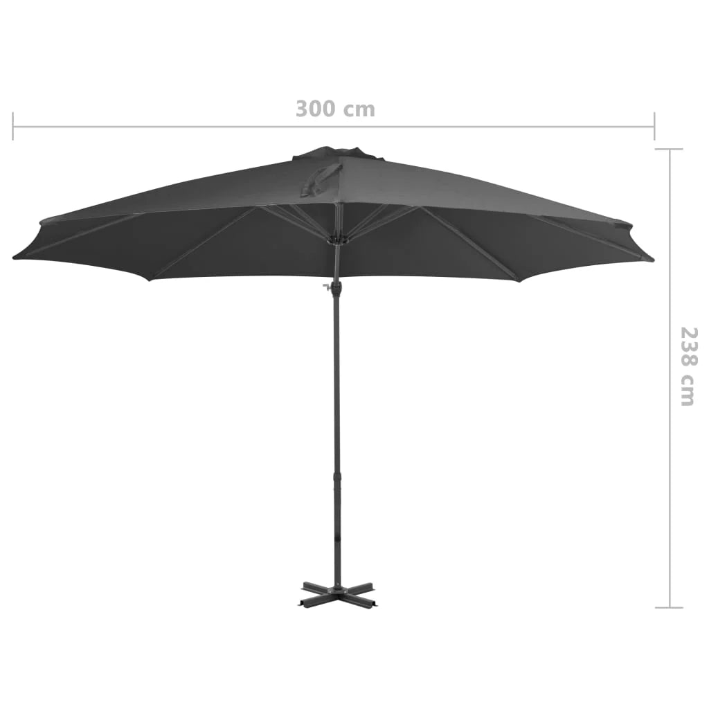 Ombrellone da giardino con struttura a sbalzo e palo in alluminio da 300 cm colore antracite 02_0008639