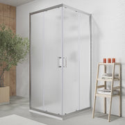 Box doccia cromato 3 lati 70x100x70 cm con doppio scorrevole h190 cm e vetro opaco 6 mm | Tremiti