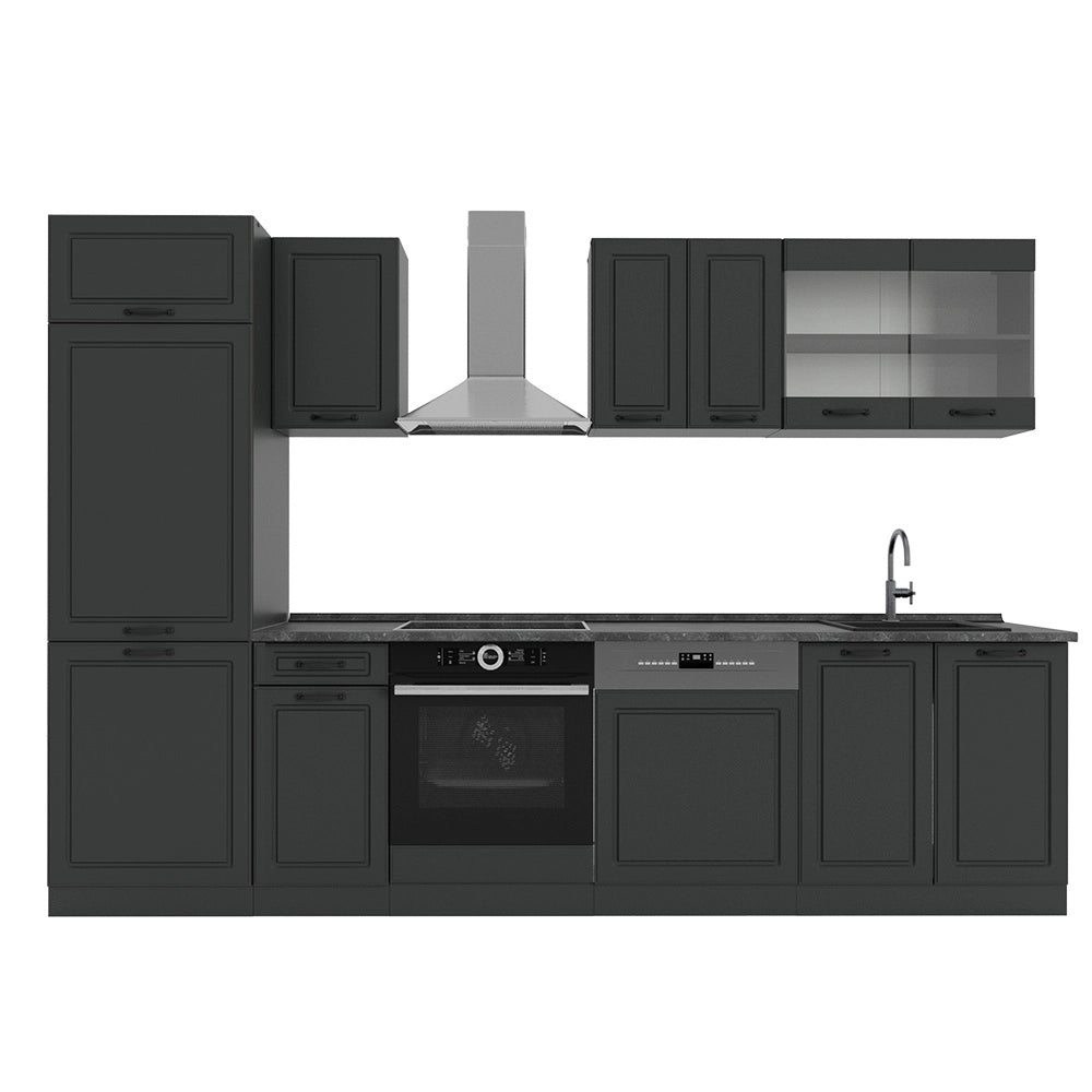 Cucina componibile R-Line Antracite rustico/Antracite 300 cm, PL Antracite Vicco