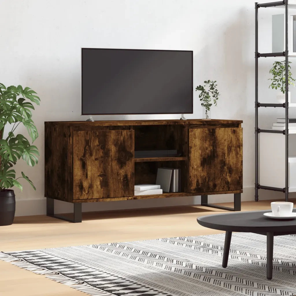 Mobile Porta TV-Mobile per TV-Credenza TV Rovere Fumo 104x35x50 cm in Legno Multistrato 360076