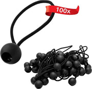 100 cordoni bungee elastici con pallina in plastica, ganci elastici, cinture bungee per tende, gaze, tende da giardino, alta tensione - nero