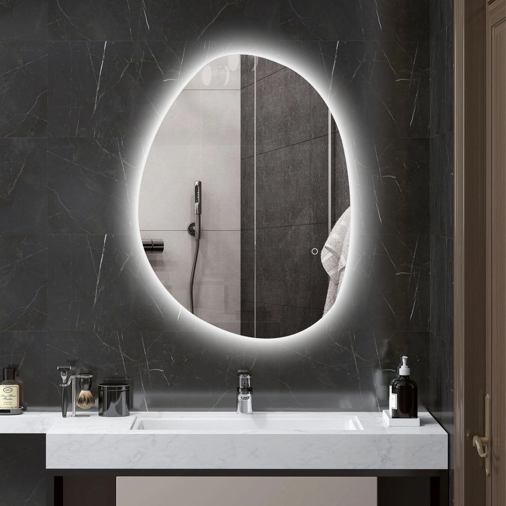 Specchio da Bagno con Luce LED ¨C Zephmum ¨C Bianco 80x60 cm