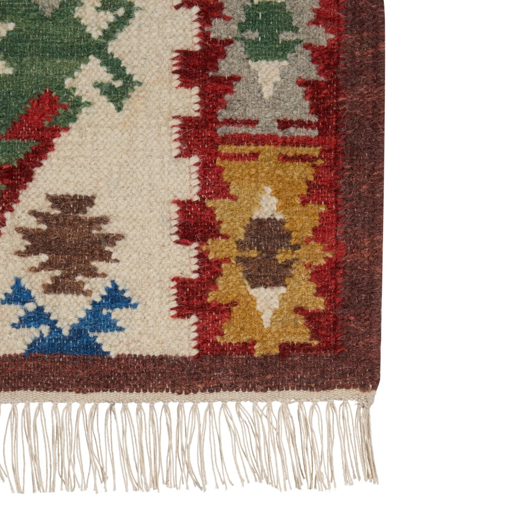 Tappeto di lana multicolore 80 x 150 cm kilim fatto a mano con nappe soggiorno camera da letto