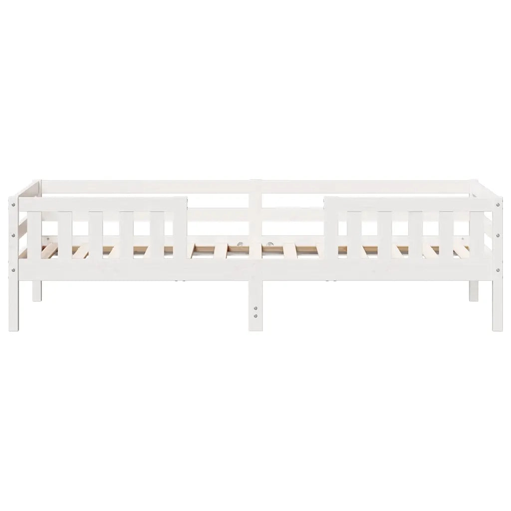 Giroletto senza Materasso Bianco 100x200 cm Legno Massello Pino